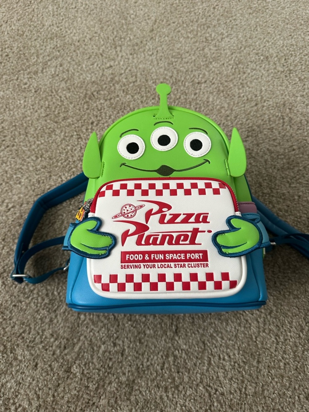 Loungefly Pixar Alien Pizza Planet Mini Backpack - Green/Blue/White/Red